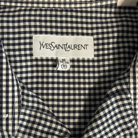 Yves Saint Laurent Men's Navy and White Gingham Shirt - Picture 1 of 4